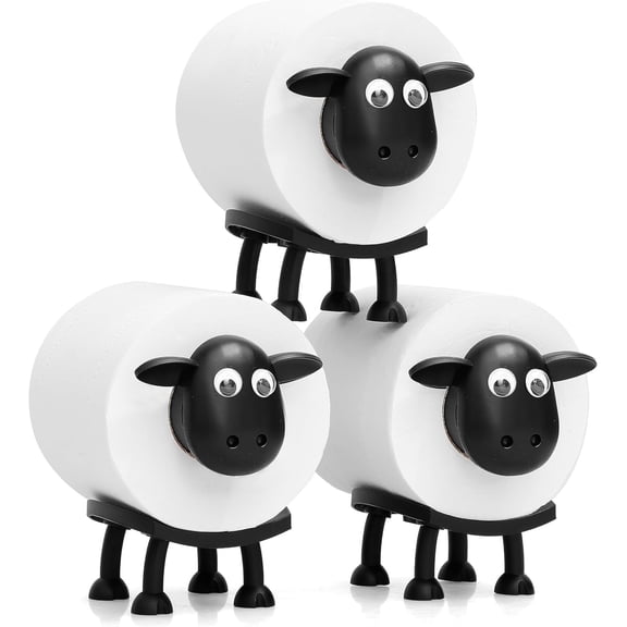 COREBAY 3-Piece Sheep Shaped Toilet Paper Holders, 3D Printed Freestanding Tissue Racks, Cute Fun Bathroom Storage Decor.