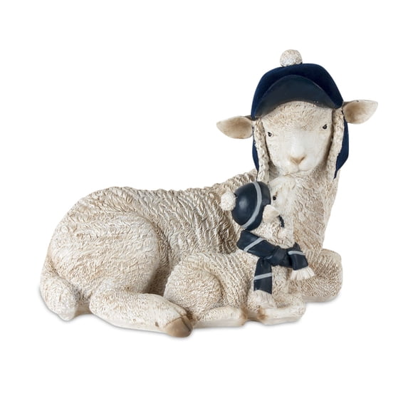 Melrose Resin Set Of 2 Sheep With Hats With Cream Finish 80492DS