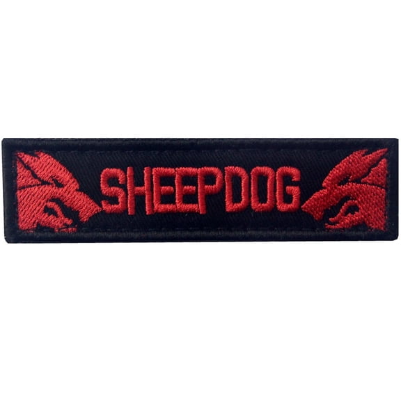 Sheepdog Tactical Military Embroidered Morale Hook And Loop Patch Red