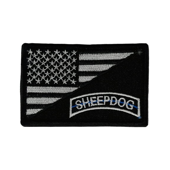 Sheepdog US Flag Embroidered Hook & Loop Patch Applique Biker Emblem Tactical