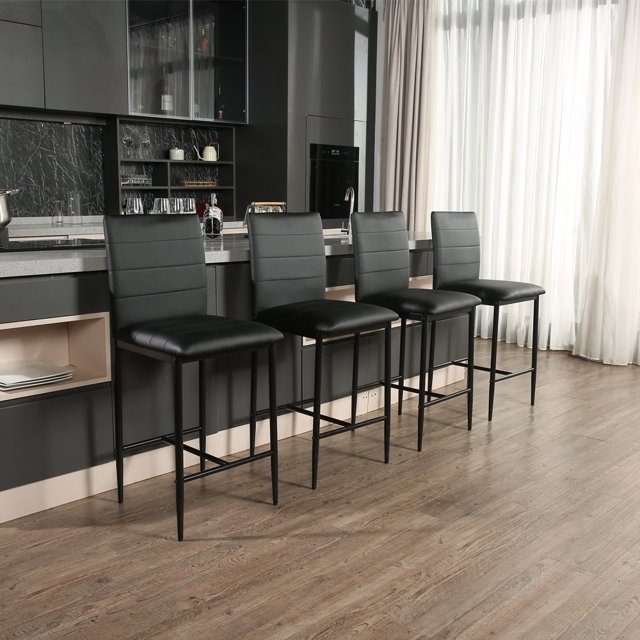 Sheepping Counter Height Stools Set of 4 Modern PU Leather Bar Stools Barstools for Kitchen