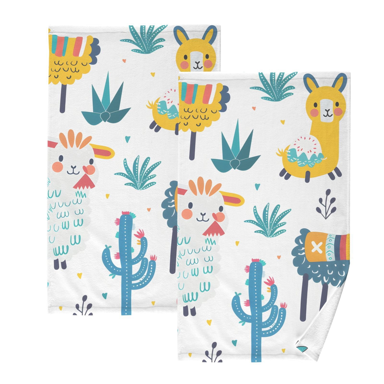 Sheeps Cactus Hand Towels Cotton Bath Towels Large Face Towels Absorbent for Bathroom 2 Packs
