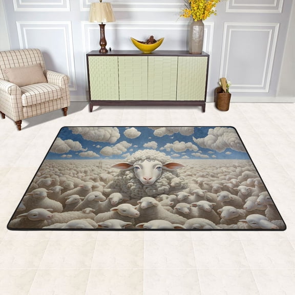 Sheeps Sky Clouds Area Rug Washable 72 x 48 Floor Carpet Mat Non Slip for Bedroom Living Room Kids Room Home Decor
