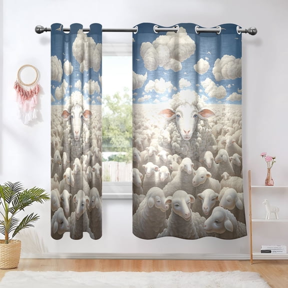 Sheeps Sky Clouds Blackout Curtains Thermal Insulation 63 inch Grommet for Bedroom Living Room Bathroom Kitchen Windows 2 Pack