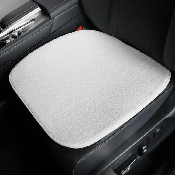 Sheepskin Car Seat Cushion, Soft Comfort Fur Wool Car Seat Covers, Winter Warm Auto Front Seat Cushion Pad, Fuzzy Seat Bottom Protector Universal for Vehicle Office Chair (B)