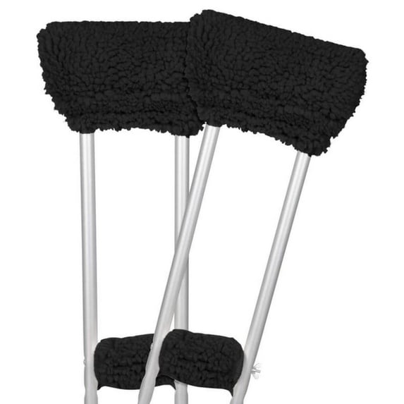 Vive Sheepskin Crutch Pads & Hand Grips – Comfortable, Breathable, Machine-Washable Crutch Covers – Premium Latex-Free Padding for Armpits & Hands, Black