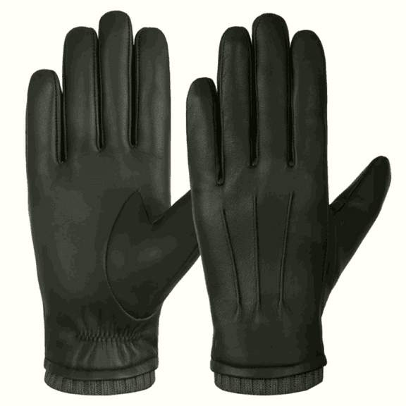 Sheepskin Leather Gloves for Men, Winter Warm Fleece Lined Gloves