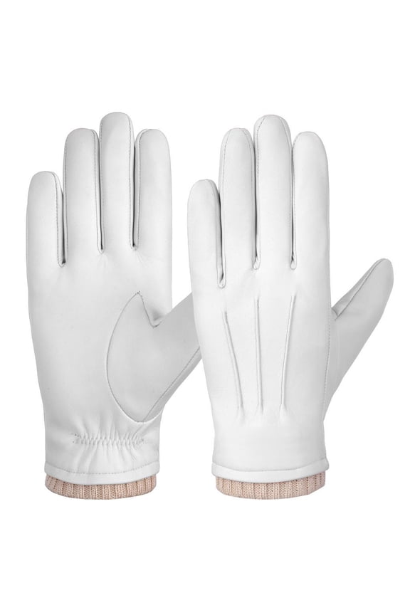 Sheepskin Leather Gloves for Men, Winter Warm Fleece Lined Gloves