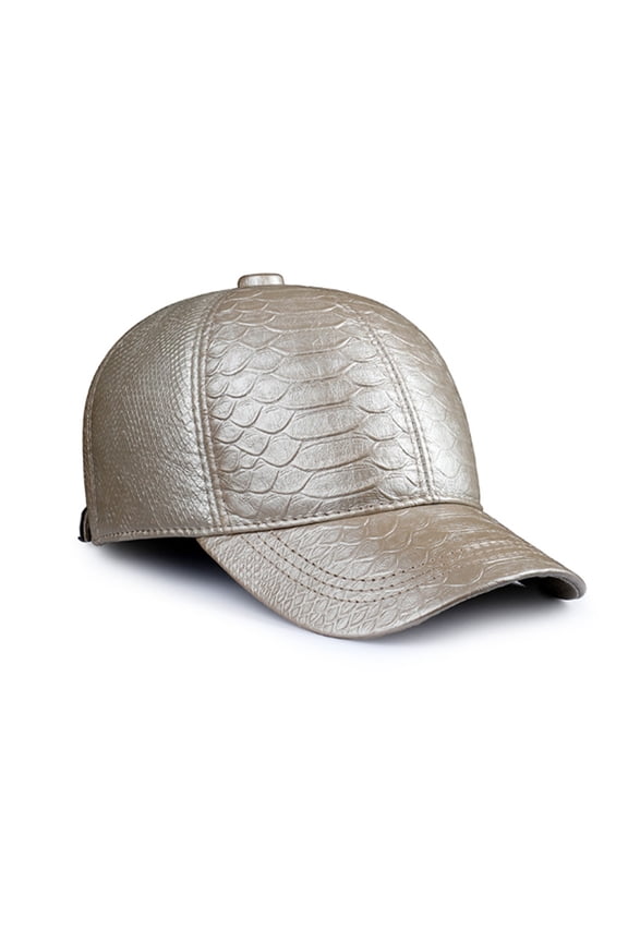 Sheepskin Leather Handsome 56-60CM Black/Beige Croco Baseball Caps For Man Casual Street Dad Hat ,Durable Quality