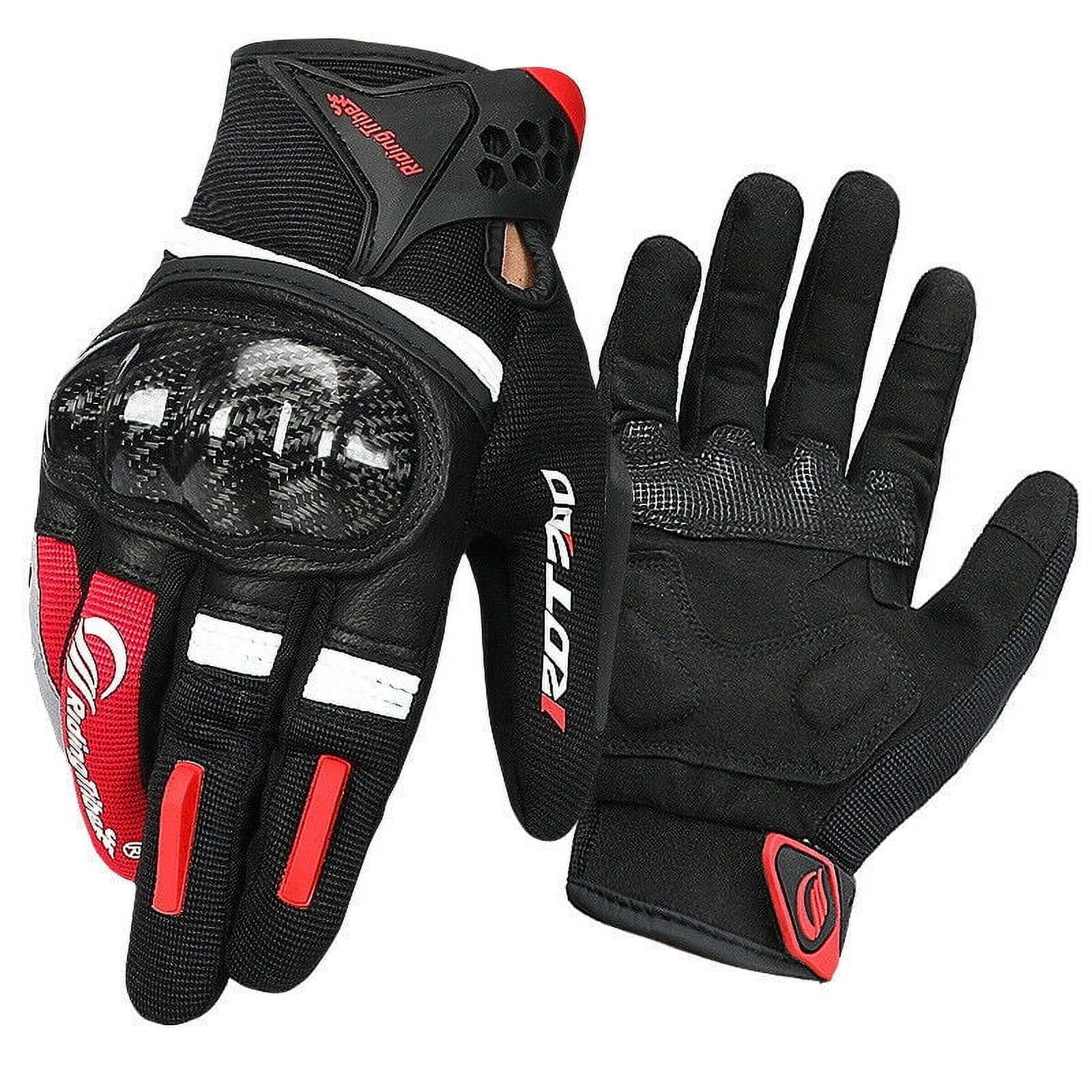 Sheepskin Motorcycle Gloves for Men, Touchscreen Motorcycle Riding Full Finger Gloves for Motocross Motorbike Dirt Bike Bicycle Racing ATV UTV