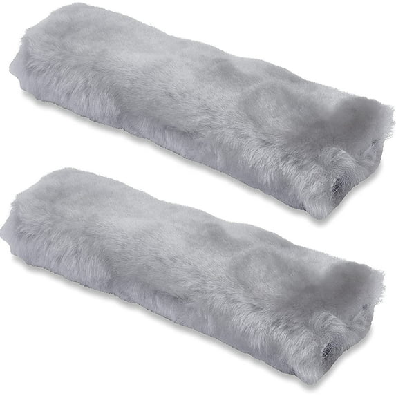 Sheepskin Seat Belt Covers Pack of 2 - Soft Shoulder Seatbelt Covers for Universal Vehicle Compatibility & Backpacks - Suitable for Adults, Kids, and Infants (Misty Grey,)