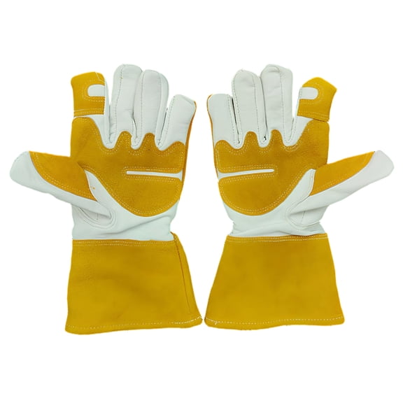 Sheepskin TIG Welding Gloves, 13.8 in / 35 cm Long Cuff Welding Gloves, Heat & Fire Resistant Leather Welding Gloves for Arc/Electric Welding, Reinforced Palm, Ergonomic Thumb