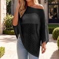 thumbnail image 1 of Sheer Beach Cover Ups for Women Solid-Colo Loose Fit Through Asymmetrical Knit Poncho Tops Beach Lightweight Sun Tunic Top(Black.), 1 of 4