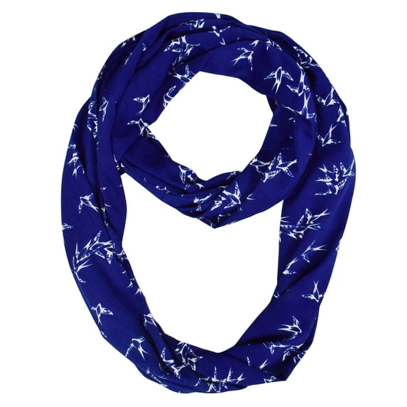 Sheer Bird Print Scarves For Women Infinity Scarf Circle Loops
