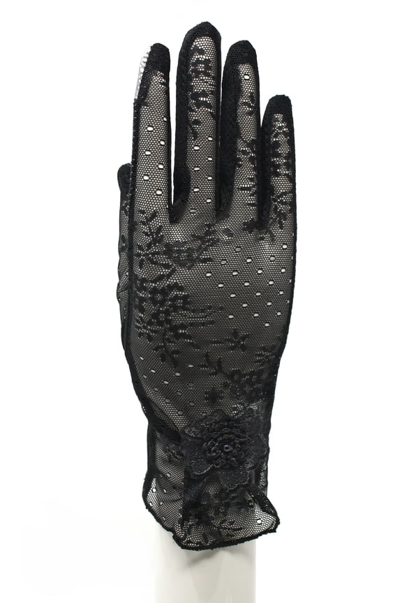 Sheer Black Lace Touch Screen Fashion Gloves - Party, Dress Up, Retro