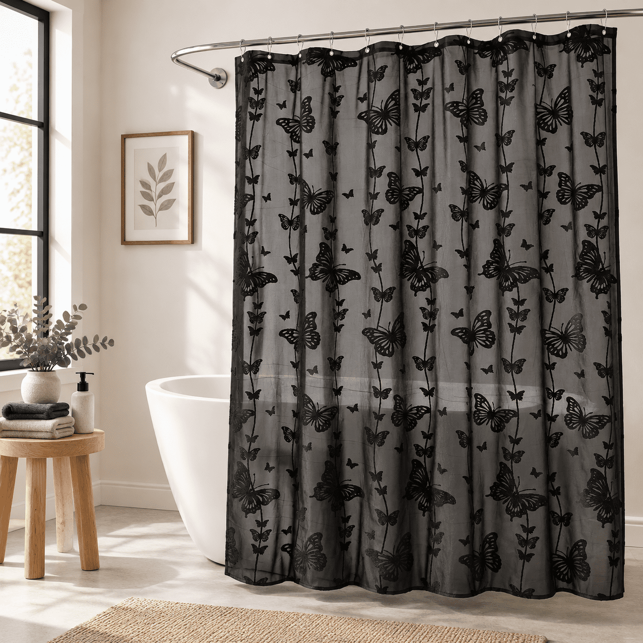 Mainstays Shower Curtain Set with 17-Piece Bathroom Accessories