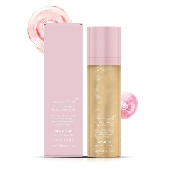 Sheer Body Mist Sun Protect SPF 50, Broad Spectrum Shimmering Body Oil Mist, Hydrating Makeup-Friendly Glow Spray Non-Greasy & Lightweight, Fast-Absorbing for Face & Body