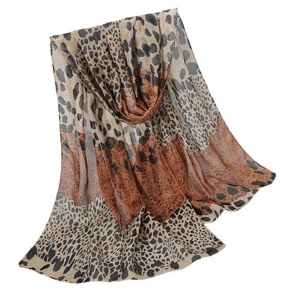 Sheer Cheetah Print Head Scarf Soft Breathable Shoulder Wrap Neck Scarf for Femsle Spring with Sun Protections=