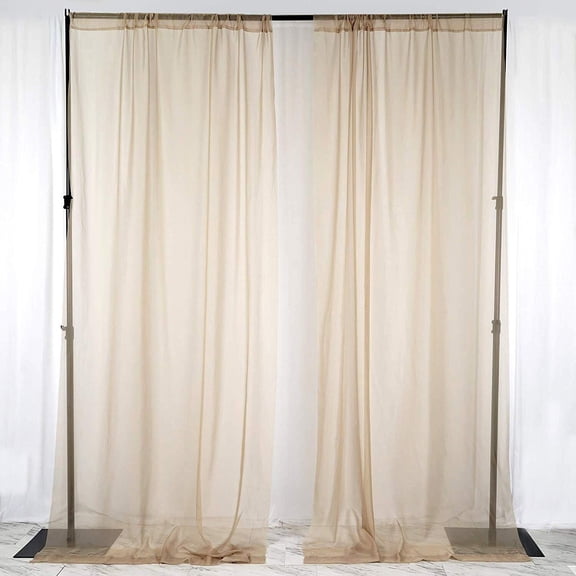 Sheer Chiffon Curtain Panel 58 Inch Wide Window Treatment Beige