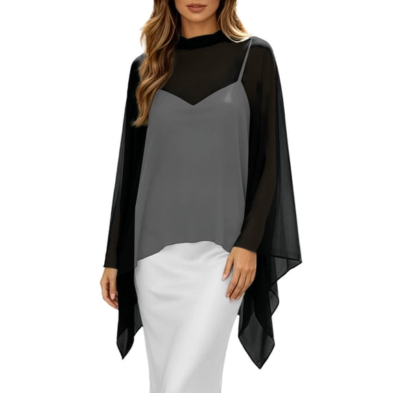 Sheer Chiffon Irregular Wrap Shawl for Wedding Evening Party Elegant Breathable Shoulder Cover Up Scarf