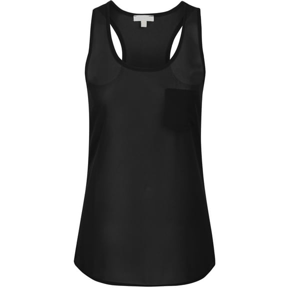 Sheer Chiffon Racerback Tank Top Shirts with Front Pocket