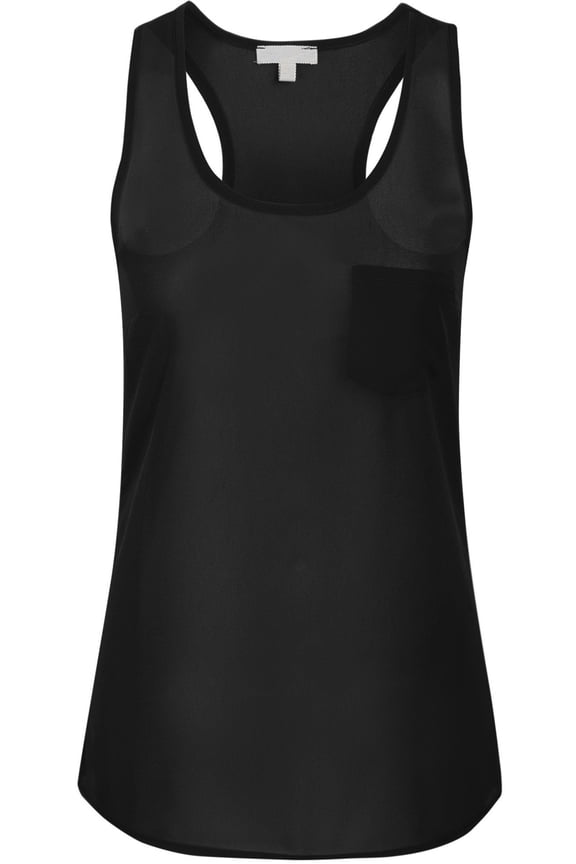 Sheer Chiffon Racerback Tank Top Shirts with Front Pocket