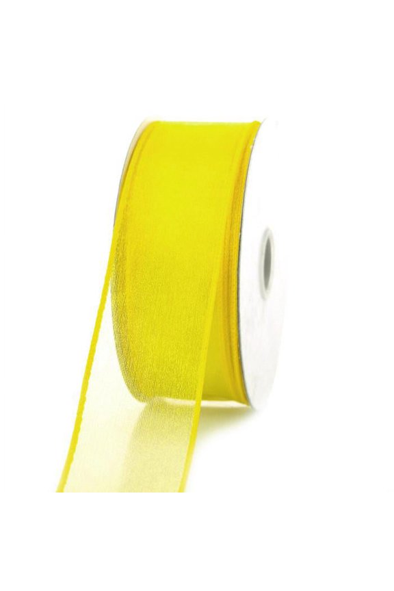 Sheer Chiffon Ribbon Wired Edge, 1-1/2-inch, 25-yard, Daffodil