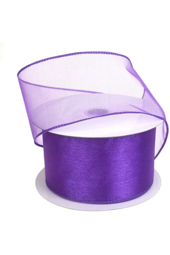 Sheer Chiffon Ribbon Wired Edge, 2-1/2-Inch, 25 Yards, Grape