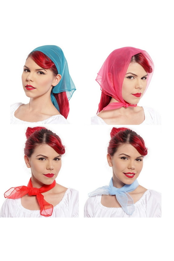 Sheer Chiffon Scarf - 24 inch Square - Pink - Head, Hair, Neck - Hey Viv 50s Style