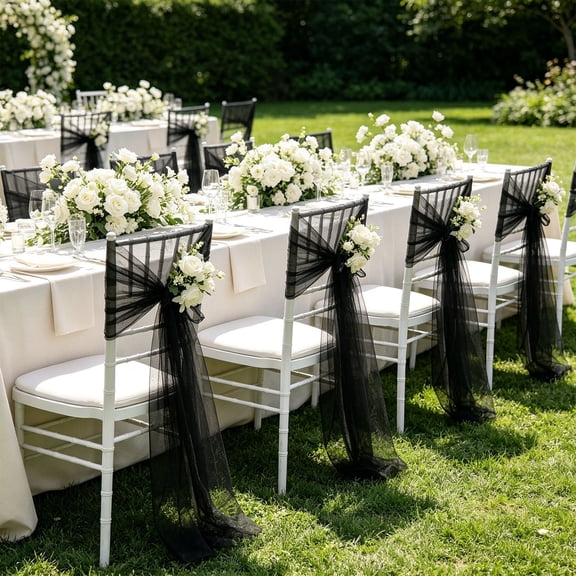 Sheer Chiffon Wedding Arch Curtain 2 Panel Set for Ceremony Party Chair Decoration - Lightweight Flowing Polyester Fabric Drapery for Arch Arbor Backdrop Home Event Decor 78.7 Inch Length