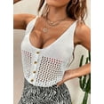 thumbnail image 1 of Sheer Crochet White Tank with Button Detail, 1 of 5