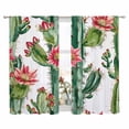 thumbnail image 1 of Sheer Curtain 63 Inch Length 2 Panels Light Filtering Window Curtain Botanical Floral Sheer Voile Curtains Rod Pocket Window Treatment for Kitchen Living Room Cactus Succulent Desert Green Red, 1 of 9