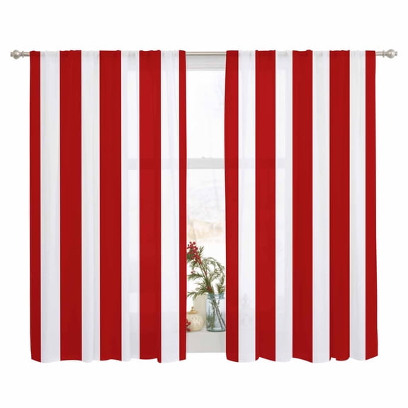 Sheer Curtain 63 Inch Length 2 Panels Light Filtering Window Curtain Red White Vintage Striped Sheer Voile Curtains Rod Pocket Window Treatment for Kitchen Living Room Abstarct Modern Geometric Art