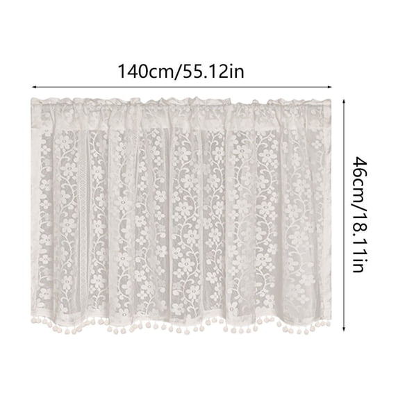 Sheer Curtain Lace Embroidery Sheer Curtain Semi-Sheer Window Panel with Rod Pocket for Door Window Treatment Home Decor Lace Curtain