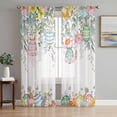 thumbnail image 1 of Sheer Curtain Panels Easter Eggs Voile Window Curtains Colorful Egg Flower Leaves Butterfly Window Treatments Ligh Filtering Privacy Curtain Drapes for Bedroom Living Room 2 Panel Set 84 Inch Length, 1 of 9