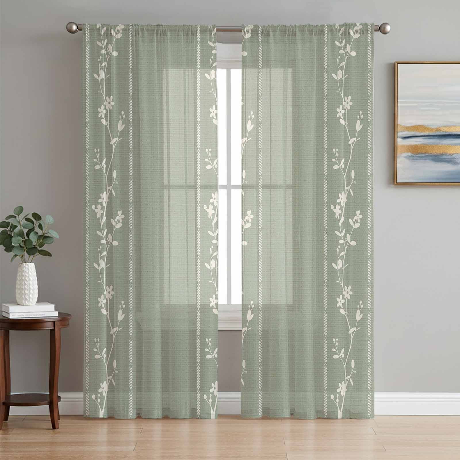 Image result for Sheer Curtain Panels Floral Branches Rod Pocket Voile Window Curtains ...