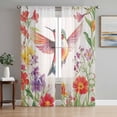thumbnail image 1 of Sheer Curtain Panels Hummingbird Rod Pocket Voile Window Curtains Brid Spring Floral Window Treatments Ligh Filtering Privacy Curtain Drapes for Bedroom Living Room 2 Panel Set 72 Inch Length,, 1 of 9