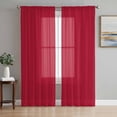 thumbnail image 1 of Sheer Curtain Panels Red Rod Pocket Voile Window Curtains Solid Color Window Treatments Ligh Filtering Privacy Curtain Drapes for Bedroom Living Room 2 Panel Set 108 Inch Length,, 1 of 9