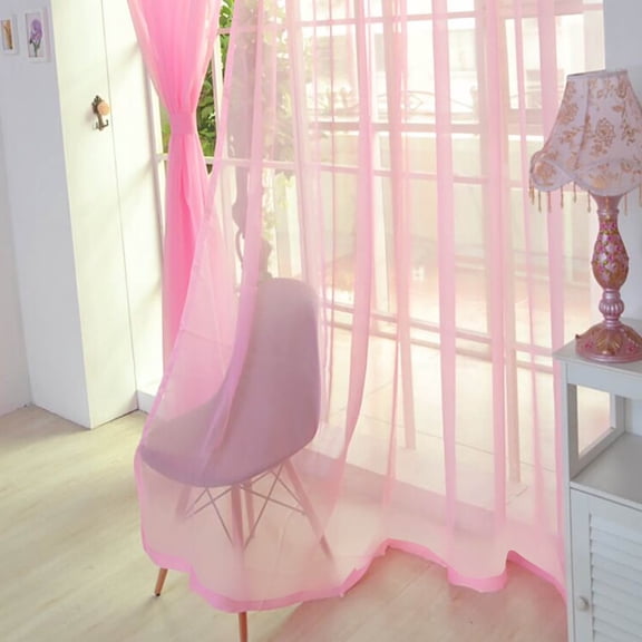 Sheer Curtain Panels Set of 2 Light Filtering Translucent Window Drapes,Rod Pocket Semi-Transparent Voile Curtains for Living Room Bedroom 40×80 Inch Pink