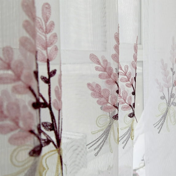 Sheer Curtain Tulle Window Treatment Voile Drape Valance 1 Panel Fabric Polyester Curtains,Pink,Mixed Materials
