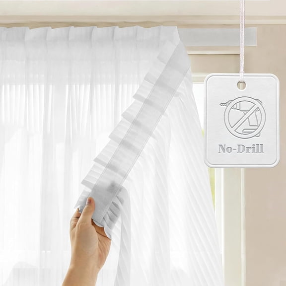 Sheer Curtain in Vertical Blinds Design, Adhesive Mount Light Filtering Curtains for Instant Privacy-White(W 35*L 72in-1-Panel)