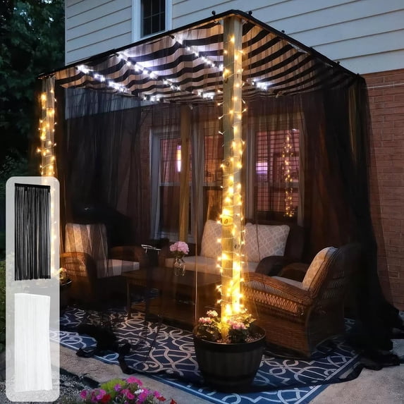 Sheer Curtain with Rod Pocket, Outdoor Gazebo Patio Mosquito Net Curtain, Breathable Light Filtering Room Divider for Garden, Deck, Pergola