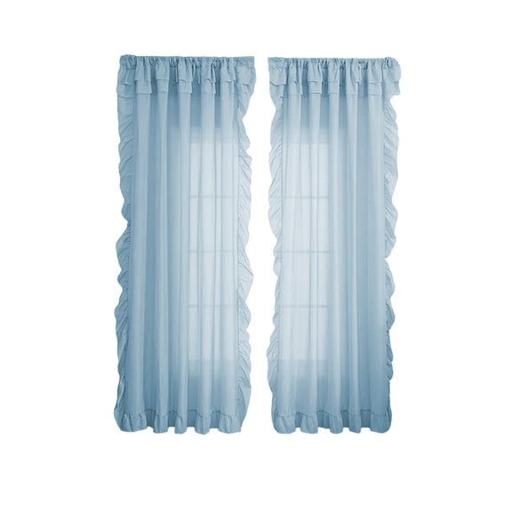 Sheer Curtain with Ruffle Edge, Solid Color Light Filtering Voile Window Curtain, Romantic Shabby Chic Window Treatment