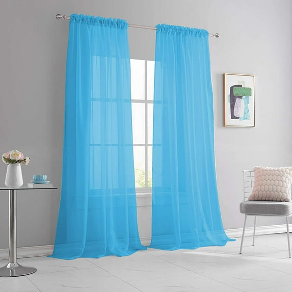 Sheer Curtains 106 Inches Long Bedroom Light Filtering Sheer Voile Rod Pocket Drapes Panels for Living Room 2 Pieces Each is 55x106 Inches