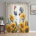 thumbnail image 1 of Sheer Curtains 108 Inches Long 2 Panels Set for Living Room, Bathing Roosters Semi Sheer Curtains for Windows, Farmhouse Sunflower Vintage Burlap Voile Window Treatments Rod Pocket Curtain, 1 of 7