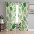 thumbnail image 1 of Sheer Curtains 108 Inches Long 2 Panels Set for Living Room, Green Leaves Semi Sheer Curtains for Windows, Spring Plants Rustic Vintage Botanical Voile Window Treatments Rod Pocket Curtain, 1 of 7