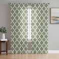 thumbnail image 1 of Sheer Curtains 108 Inches Long 2 Panels Set for Living Room, Green Morocco Semi Sheer Curtains for Windows, Boho Farmhouse Abstract Geometric Simple Voile Window Treatments Rod Pocket Curtain, 1 of 7