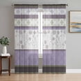 thumbnail image 1 of Sheer Curtains 108 Inches Long 2 Panels Set for Living Room, Purple Geometric Semi Sheer Curtains for Windows, Stripes Boho Spring Flowers Country Rural Voile Window Treatments Rod Pocket Curtain, 1 of 7
