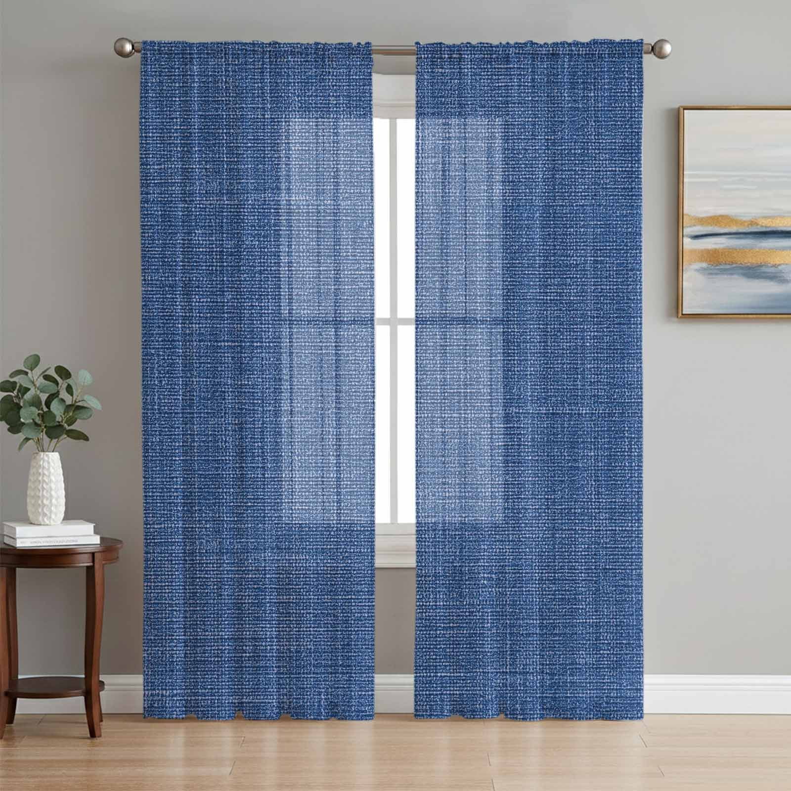 Sheer Curtains 108 Inches Long, Navy Blue Light Filtering Window ...