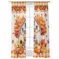 thumbnail image 1 of Sheer Curtains 108 inches Long, Fall Pumpkin Farmhouse Maple Leaf Vintage Plaid Light Filtering Sheer Window Curtains Rod Pocket Voile Drapes for Bedroom Living Room, 52"W x 108"L 2 Panels, 1 of 7